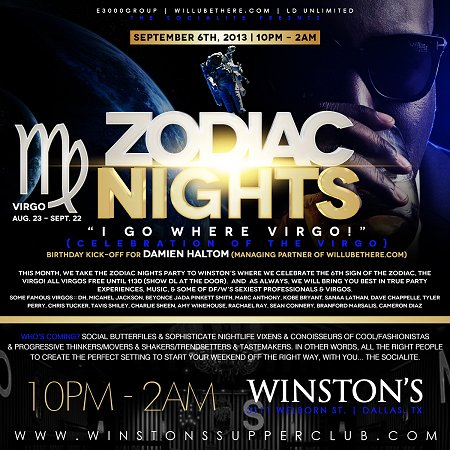 FRI ~ Sept. 6th ~ The Socialite: Zodiac Nights @ Winston’s Supperclub post thumbnail image
